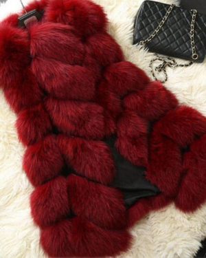 Women Faux Fur Waistcoat Gilet Body Warmer Sleeveless Jacket Coat