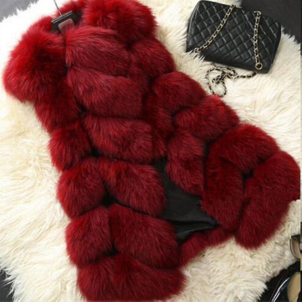 Women Faux Fur Waistcoat Gilet Body Warmer Sleeveless Jacket Coat