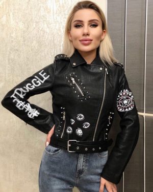 Women Motorcycle Jacket Turndown Collar Long Sleeve Black Pu Leather Polyester Casual Faux Leather Coat Cozy Active Outerwear