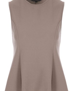 Womens Beige High Neck Peplum Top