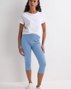 Womens Blue Plain Kate Cropped Jeggings
