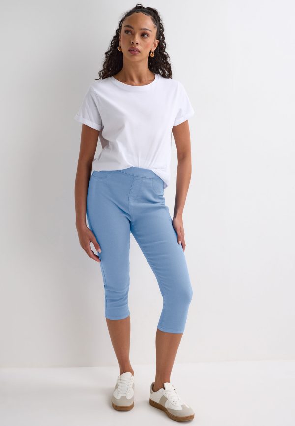 Womens Blue Plain Kate Cropped Jeggings