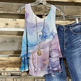 Women's Camisole Tank TopFloral Elegant Ladies Romantic Sleeveless V Neck Regular Tops Daily Print Blue Beige Light Blue Summer