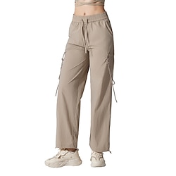 Women's Cargo Pants Hiking Pants Trousers Straight Leg Pants Outdoor Regular Fit Waterproof Sun Protection Windproof Quick Dry Bottoms Drawstring Lightweight Black Khaki Camping / Hiking / Caving
