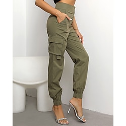 Women's Cargo Pants Joggers Pants Trousers Fashion Streetwear Full Length Natural Solid Colored Pocket Comfortable Micro-elastic Sports Outdoor Daily Wear Dark Brown Dark Red Black Army Green