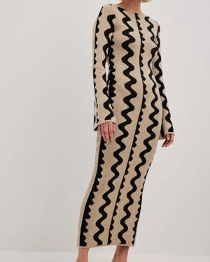 Women's Casual Dress Elegant Cutout Long Sleeve Bodycon Dress For Outdoor Daily Outfit