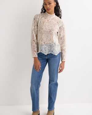 Womens Cream Prairie Lace Blouse