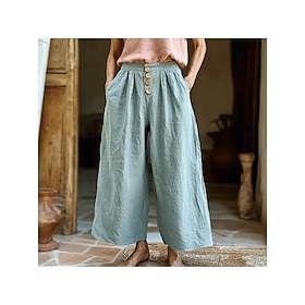 Women's EU / US Size Cropped Pants Fashion Casual Ankle-Length Natural Wide Leg Stylish Soft Outdoor Comfortable Micro-elastic Daily Wear Casual Daily Light Bl