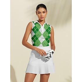 Women's Golf Polo Shirt Golf Clothes Pink Green Sleeveless Sun Protection Lightweight T Shirt Top Ladies Golf Attire Clothes Outfits Wear Apparel