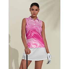 Women's Golf Polo Shirt Golf Clothes Pink Sleeveless Sun Protection Lightweight T Shirt Top Ladies Golf Attire Clothes Outfits Wear Apparel