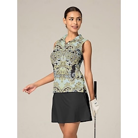 Women's Golf Polo Shirt Lake blue Mint Green Khaki Sleeveless Top Ladies Golf Attire Clothes Outfits Wear Apparel
