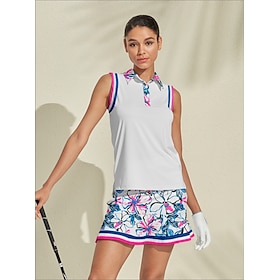 Women's Golf Polo Shirt White Sleeveless Top Ladies Golf Attire Clothes Outfits Wear Apparel