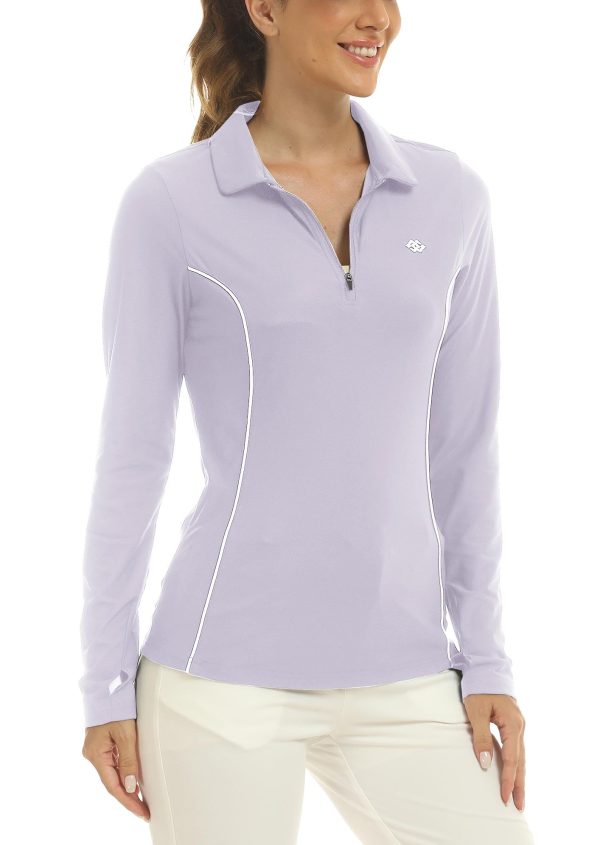 Women's Golf Polo Shirts Long Sleeve Tops Workout Rash Guards AjezMax