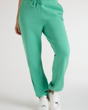 Womens Green LA Slogan Joggers