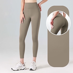 Women's Gym Leggings Joggers Leggings Basic Lightweight High Waist Yoga Fitness Gym Workout Pants Light Brown Black White Fall Winter Sports Activewear Micro-e