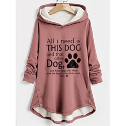 Women's Hoodie Sweatshirt Pullover Sherpa Fleece Lined Graphic Letter Casual Sports Button Print Warm Fuzzy Hoodie Long Sleeve Top Micro-elastic Fall Winter Comfrt Breathable Soft Fabric