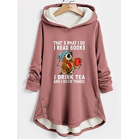 Women's Hoodie Sweatshirt Pullover Sherpa Graphic Letter Casual Sports Button Print Warm Fuzzy Comfrt Hoodie Long Sleeve Top Micro-elastic Fall Winter Comfrt