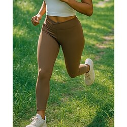 Women's Leggings Running Pants Elastic Waistband High Waist Pants / Trousers Sports Outdoor Casual Quick Dry Lightweight Breathable Tennis Golf Running Regular Fit Sportswear Activewear Solid