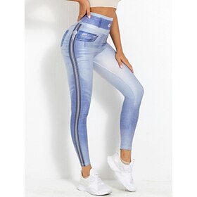 Women's Leggings Trousers 3D Print Chinos Vacation Vintage Streetwear Full Length High Waist Graphic Comfy Soft Comfortable Stretchy Outdoor Yoga Street Blue L