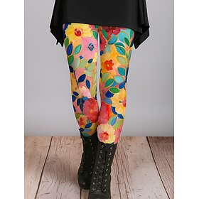 Women's Leggings Vacation Vintage Ethnic Style Full Length High Waist Floral Graphic Abstract 3D Print Quick Dry Breathability Soft Stretchy Outdoor Home Causa