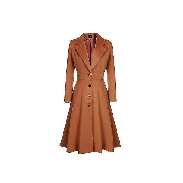 Womens Long Woolen Trench Coat Ladies Winter Overcoat -ys