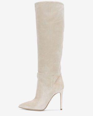 Women's Micro Suede High Heel Boots Pointed Toe Knee Length Boots