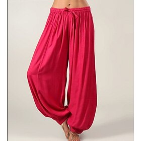 Women's Normal Wide Leg Chinos Pants Trousers Fashion Savannah Joggers Full Length Mid Waist Plain Drawstring Baggy Drop Crotch Comfort Micro-elastic Casual We