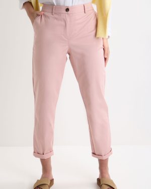 Womens Pink Plain Cropped Chino Trousers
