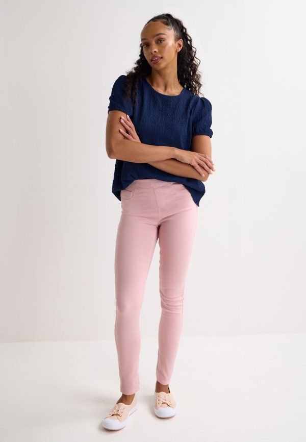 Womens Pink Plain Kate Shaper Jeggings
