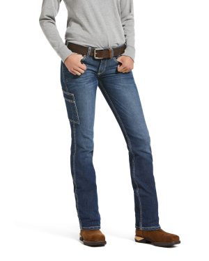 Women's Rebar DuraStretch Riveter Straight Leg Jeans in Nightride Cotton, Size 30, by Ariat