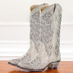 Women's Rhinestone Embellished Vintage Western Cowboy Boots, Embroidered Leather Design for Weddings and Special Occasions