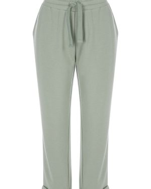 Womens Sage Plain Cropped Joggers