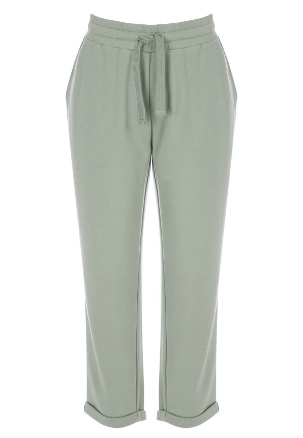 Womens Sage Plain Cropped Joggers