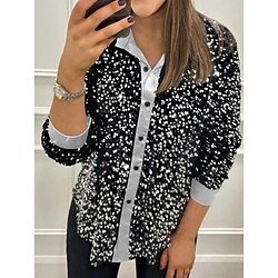 Women's Shirt Blouse Plain Stylish Modern Long Sleeve Shirt Collar Regular Tops Daily Sequins Buttons Pocket Black Yellow Red Blue Purple Summer