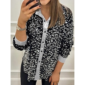 Women's Shirt Blouse Plain Stylish Modern Long Sleeve Shirt Collar Regular Tops Daily Sequins Buttons Pocket Black Yellow Red Blue Purple Summer