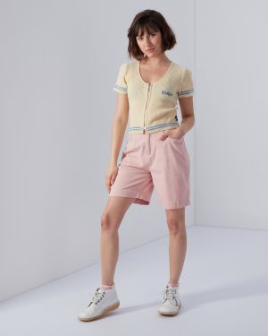 Women's Short Sleeve Rib Knit Top Cream