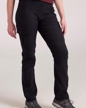Womens Stretch Cargo Trousers - Black