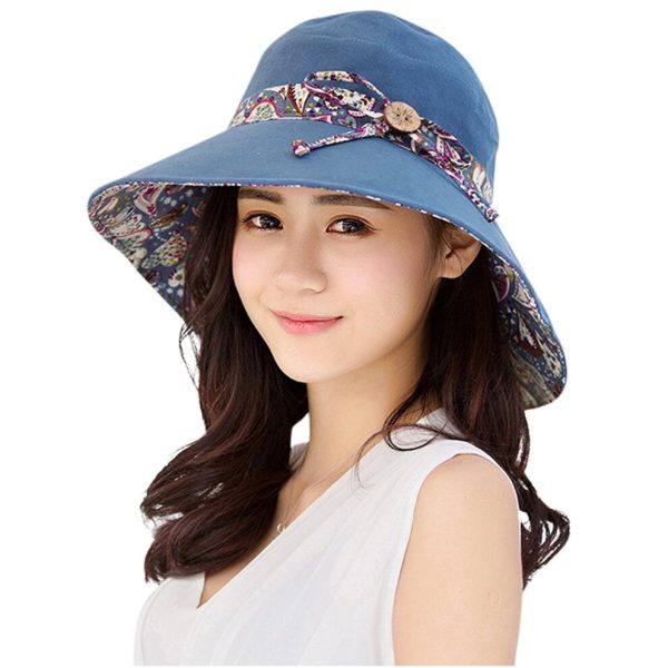 Women's Sun Hat Sunscreen Outdoor Wide Brim Cap (Blue