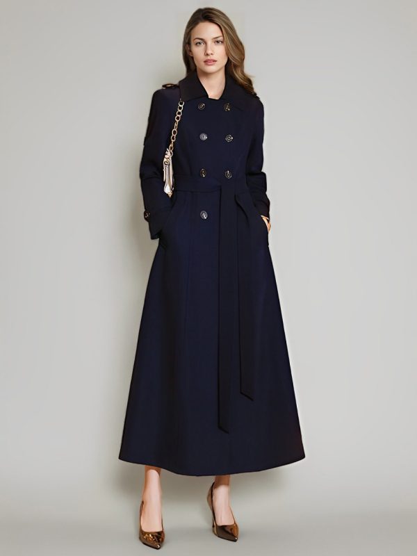 Women's Trench Coat Practical Turndown Collar Buttons Full Length Coat