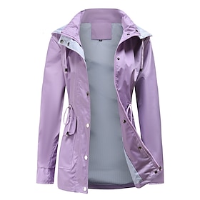 Women's Trench Coat Warm Comfortable Zipper Pocket Fashion Outdoor Plain Going out Weekend Zipper Regular Hooded Regular Fit Long Sleeve Outerwear Black Yellow