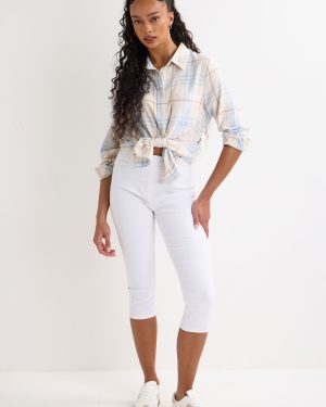 Womens White Plain Kate Cropped Jeggings