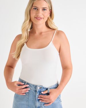 Womens White Stretch Camisole Vest