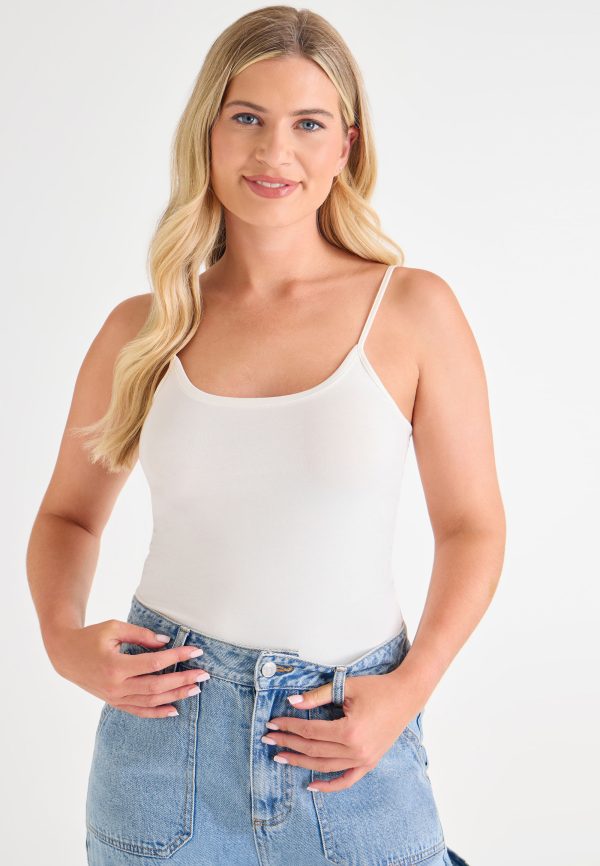Womens White Stretch Camisole Vest