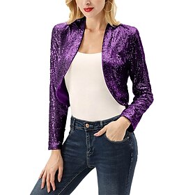 Women's Wrap Bolero Coats / Jackets Sparkle Shine Long Sleeve Sequined Wedding Guest Wraps With Glitter For Wedding All Seasons dress to impress 2025