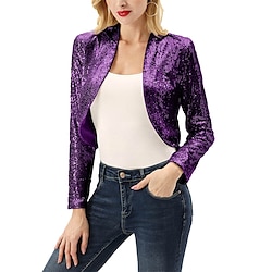 Women's Wrap Bolero Coats / Jackets Sparkle Shine Long Sleeve Sequined Wedding Guest Wraps With Glitter For Wedding All Seasons dress to impress