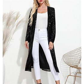 Women's Wrap Coats / Jackets Sparkle Shine Sun Protection Long Sleeve Sequined Fall Wedding Guest Wraps With Glitter For Wedding All Seasons dress to impress