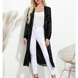 Women's Wrap Coats / Jackets Sparkle Shine Sun Protection Long Sleeve Sequined Fall Wedding Guest Wraps With Glitter For Wedding All Seasons dress to impress