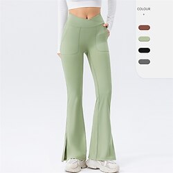 Women's fitness pants Pilates Pants Yoga Pants Flared Lightweight High Waist Pilates Gym Zumba Bottoms Black Dark Gray Brown Fall Sports Activewear Micro-elastic