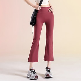 Women's pilates leggings Sports Pants Yoga Leggings Flared Lightweight Pilates Zumba Running Capri Leggings Black White Pink Fall Winter Sports Activewear Micr