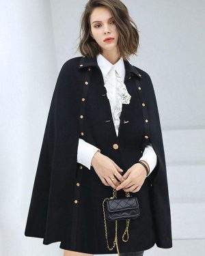 Woolen Poncho Coat Long Cape Spring Outerwear For Women 2025